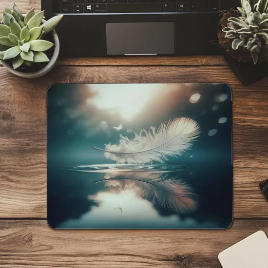 Dinginlik Sembolü Beyaz Tüy Mouse Pad - 19x23 cm 2 mm Dikdörtgen İthal Baskılı Mouse Pad