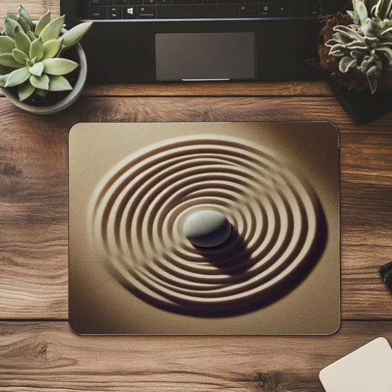 Ortada Tek Taşlı Spiral Kum Mouse Pad - 19x23 cm 2 mm Dikdörtgen İthal Baskılı Mouse Pad