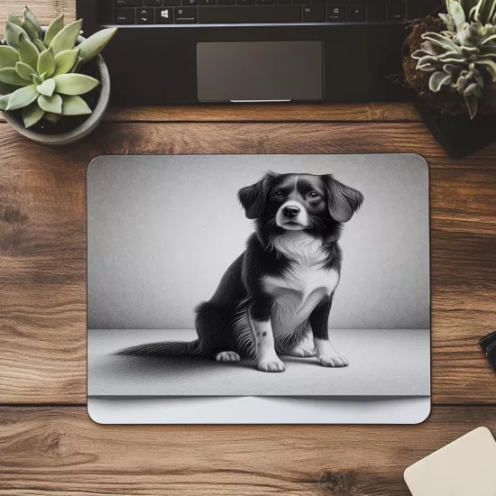 Mat Dokulu Karakalem Köpek Tasarımı - 19x23 cm 2 mm Dikdörtgen İthal Baskılı Mouse Pad