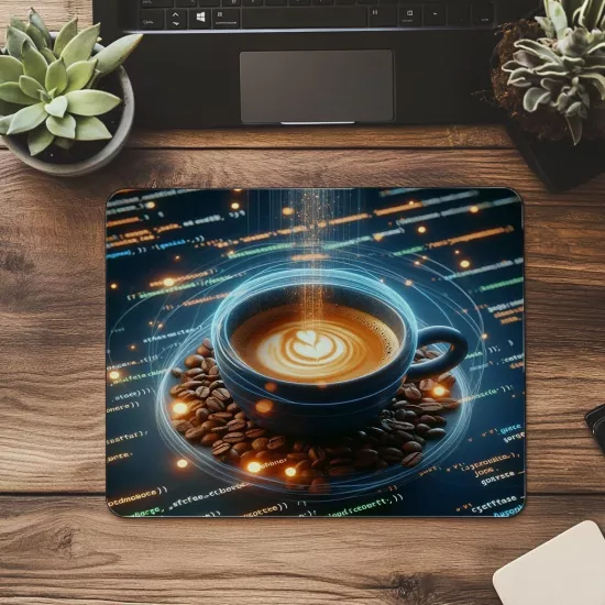 3D Kod Akışıyla Espresso Mousepad Tasarımı - 19x23 cm 2 mm Dikdörtgen İthal Baskılı Mouse Pad