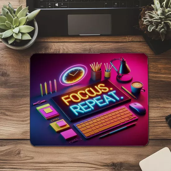 Canlı Renkli 3D Motivasyon Mousepad – Focus Yazılı - 19x23 cm 2 mm Dikdörtgen İthal Baskılı Mouse Pad