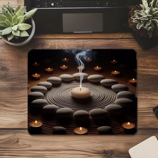 Karanlık Fon Üzerinde Zen Tütsü Mouse Pad - 19x23 cm 2 mm Dikdörtgen İthal Baskılı Mouse Pad