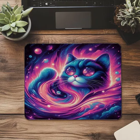 Surreal Stil Uzaylı Kedi Mouse Pad - 19x23 cm 2 mm Dikdörtgen İthal Baskılı Mouse Pad