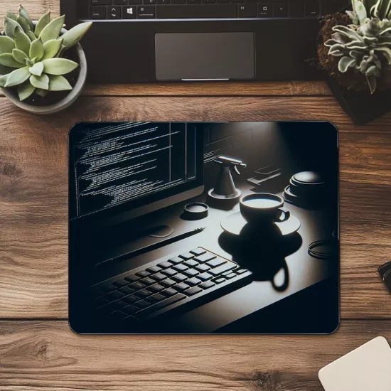 Beyaz Espresso Kupalı Minimal Mouse Pad - 19x23 cm 2 mm Dikdörtgen İthal Baskılı Mouse Pad
