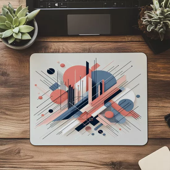 İnce Çubuklu Soyut Şekilli Mouse Pad - 19x23 cm 2 mm Dikdörtgen İthal Baskılı Mouse Pad