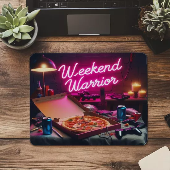 Weekend Warrior Yazılı Komik Gamer Mousepad - 19x23 cm 2 mm Dikdörtgen İthal Baskılı Mouse Pad