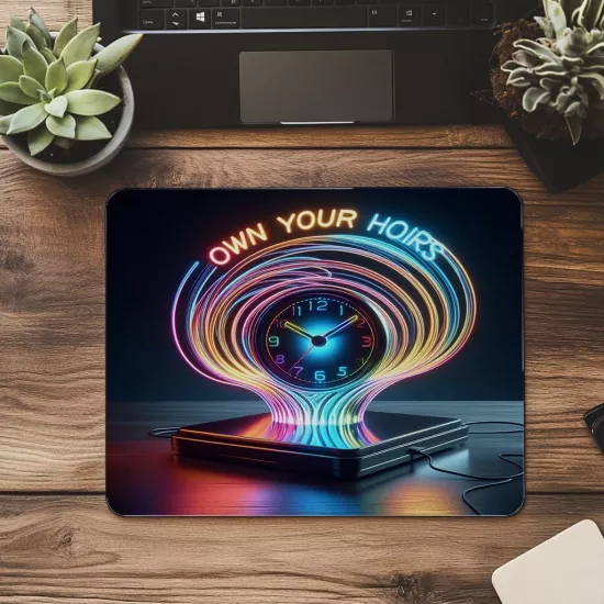 3D Modern Saatli Motivasyon Mouse Pad - 19x23 cm 2 mm Dikdörtgen İthal Baskılı Mouse Pad