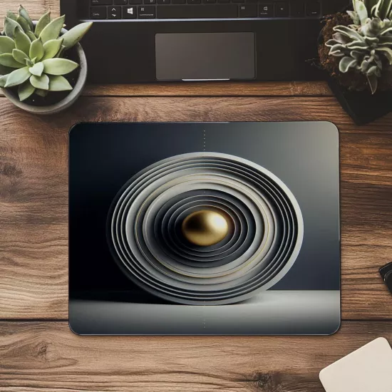Sade Zemin Üzerine Zen Dairesi Tasarımı - 19x23 cm 2 mm Dikdörtgen İthal Baskılı Mouse Pad