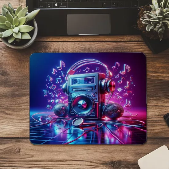 Krom Parlak Walkman Temalı Mousepad - 19x23 cm 2 mm Dikdörtgen İthal Baskılı Mouse Pad