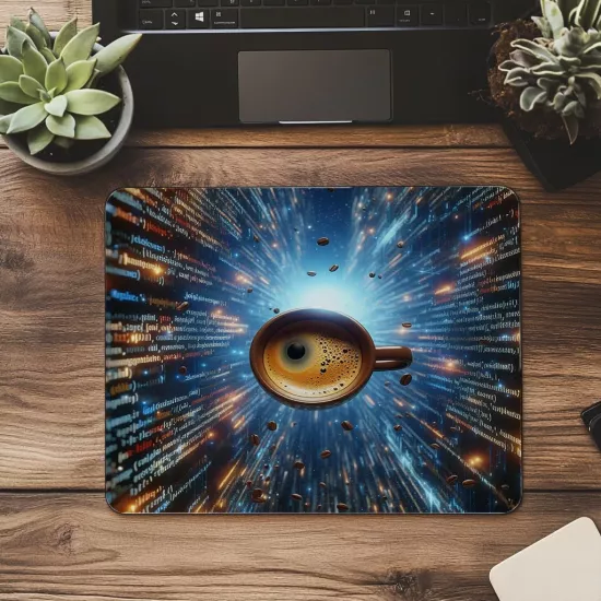 Java Kodlu Yüzen Espresso Mousepad - 19x23 cm 2 mm Dikdörtgen İthal Baskılı Mouse Pad
