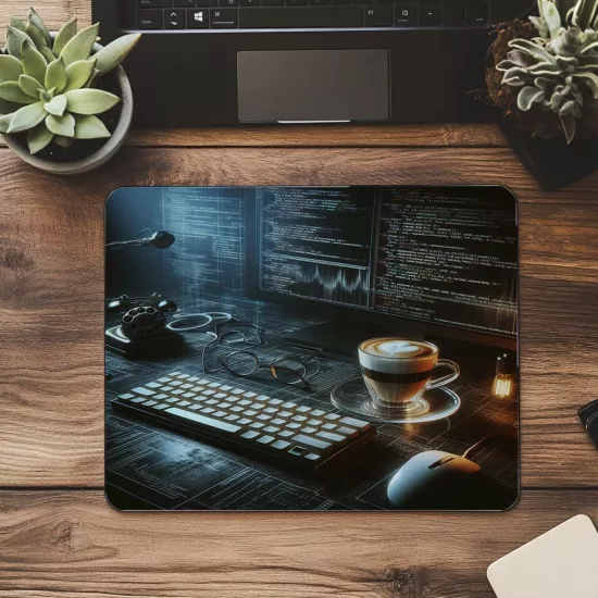 Retro Klavyeli Karanlık Ortam Mousepad - 19x23 cm 2 mm Dikdörtgen İthal Baskılı Mouse Pad
