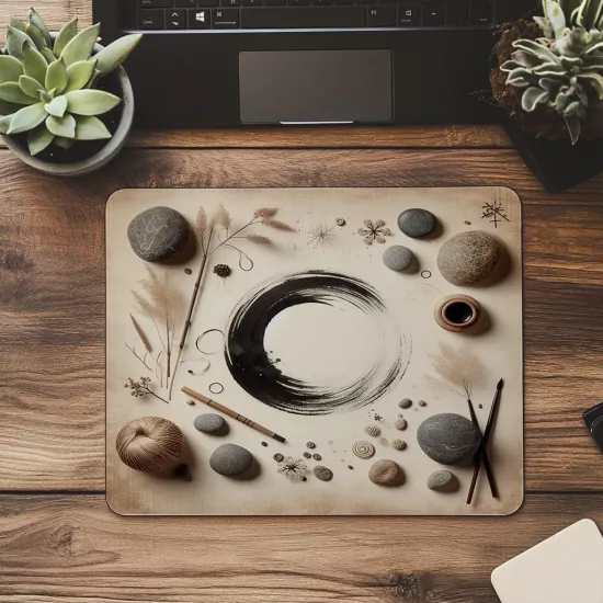 Enso Çemberli Kağıt Dokulu Mousepad - 19x23 cm 2 mm Dikdörtgen İthal Baskılı Mouse Pad