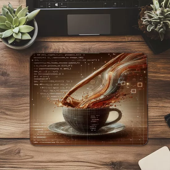 Sanatsal Kod + Kahve Mouse Pad Tasarımı - 19x23 cm 2 mm Dikdörtgen İthal Baskılı Mouse Pad