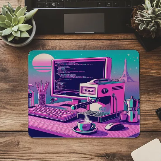 Git Branch Projeksiyonlu Mousepad – Espresso Önü - 19x23 cm 2 mm Dikdörtgen İthal Baskılı Mouse Pad