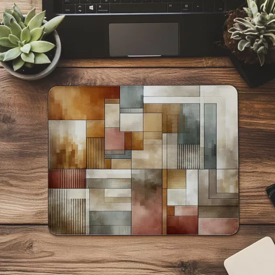 Renk Katmanlarıyla Geometrik Mousepad - 19x23 cm 2 mm Dikdörtgen İthal Baskılı Mouse Pad