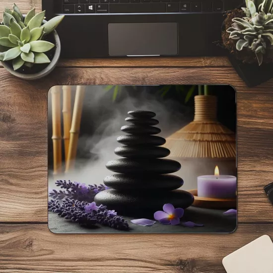 Bambu Arka Planlı Spa Mousepad Tasarımı - 19x23 cm 2 mm Dikdörtgen İthal Baskılı Mouse Pad