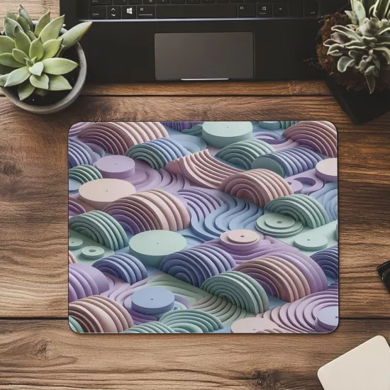 Geometrik Yaylarla Oluşturulmuş Minimal Mouse Pad - 19x23 cm 2 mm Dikdörtgen İthal Baskılı Mouse Pad