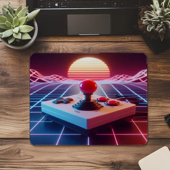 Kırmızı Tuşlu Retro Joystick Mousepad - 19x23 cm 2 mm Dikdörtgen İthal Baskılı Mouse Pad