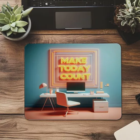İlham Veren Tasarım Mousepad – Make Today Count - 19x23 cm 2 mm Dikdörtgen İthal Baskılı Mouse Pad