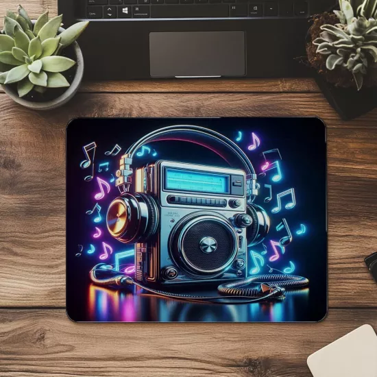 Floating Nota ve Walkman Mousepad Tasarımı - 19x23 cm 2 mm Dikdörtgen İthal Baskılı Mouse Pad