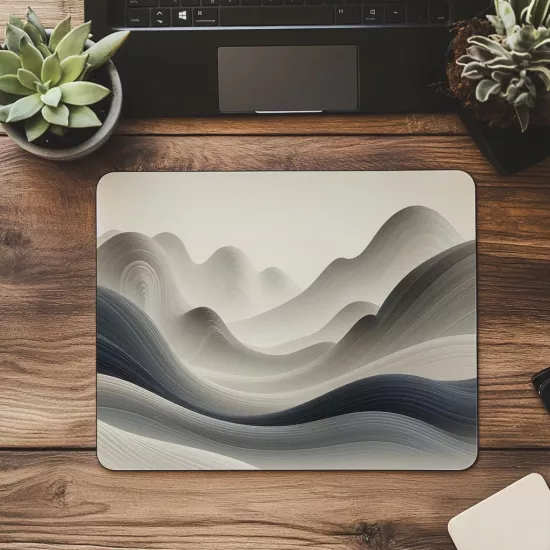 Bej-Gri Tonlu Soyut Doğa Mouse Pad - 19x23 cm 2 mm Dikdörtgen İthal Baskılı Mouse Pad