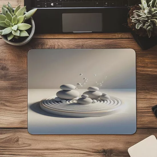 Minimal Zen Garden Temalı Mousepad - 19x23 cm 2 mm Dikdörtgen İthal Baskılı Mouse Pad