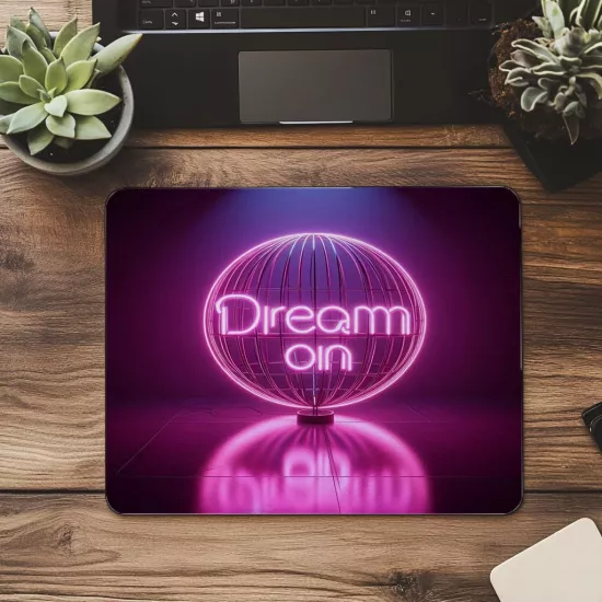 Pembe Mor Neon Glow Efektli Mousepad - 19x23 cm 2 mm Dikdörtgen İthal Baskılı Mouse Pad