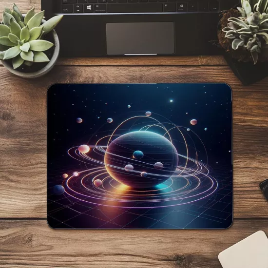 Geometrik Solar Sistem Tasarımlı Mouse Pad - 19x23 cm 2 mm Dikdörtgen İthal Baskılı Mouse Pad