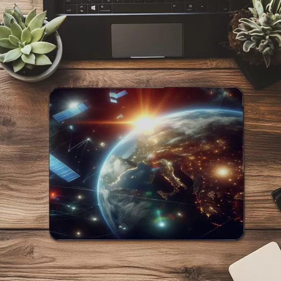 Yörüngede Dönüş Temalı Mouse Pad - 19x23 cm 2 mm Dikdörtgen İthal Baskılı Mouse Pad