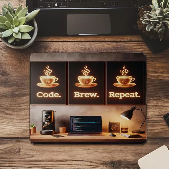 Espresso Setup Altında Kod Sloganı Mouse Pad - 19x23 cm 2 mm Dikdörtgen İthal Baskılı Mouse Pad