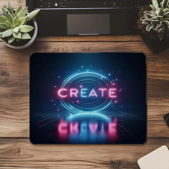 Motivasyon Sözlü Neon Mouse Pad – Create - 19x23 cm 2 mm Dikdörtgen İthal Baskılı Mouse Pad