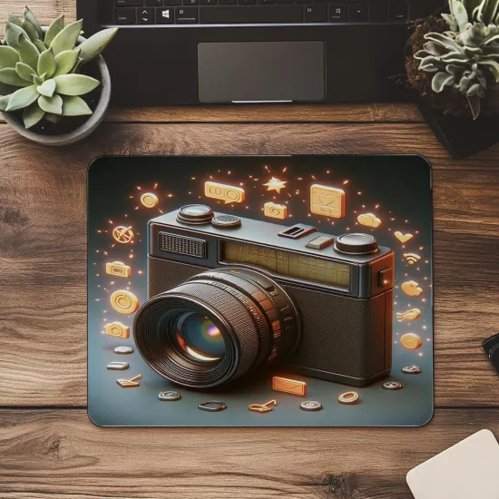 Retro Icons’larla Fotoğraf Temalı Mouse Pad - 19x23 cm 2 mm Dikdörtgen İthal Baskılı Mouse Pad
