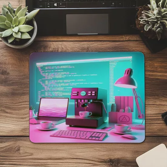 Vaporwave Renkli Yazılımcı Masası Mouse Pad - 19x23 cm 2 mm Dikdörtgen İthal Baskılı Mouse Pad