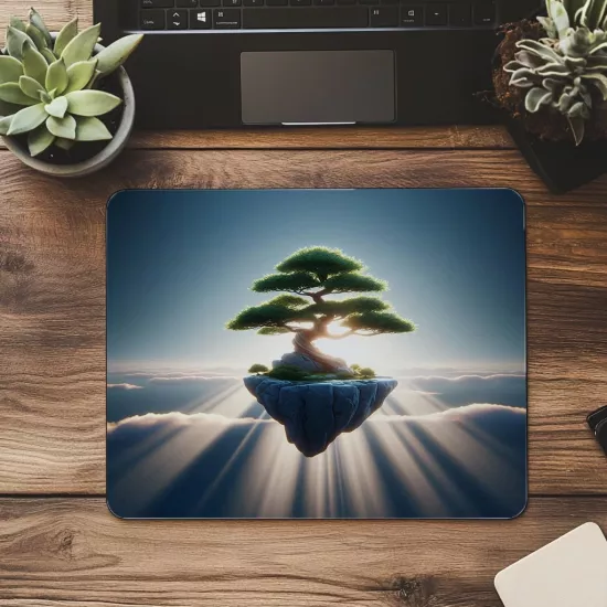 Işık Hüzmeli Sürreal Bonsai Mousepad - 19x23 cm 2 mm Dikdörtgen İthal Baskılı Mouse Pad