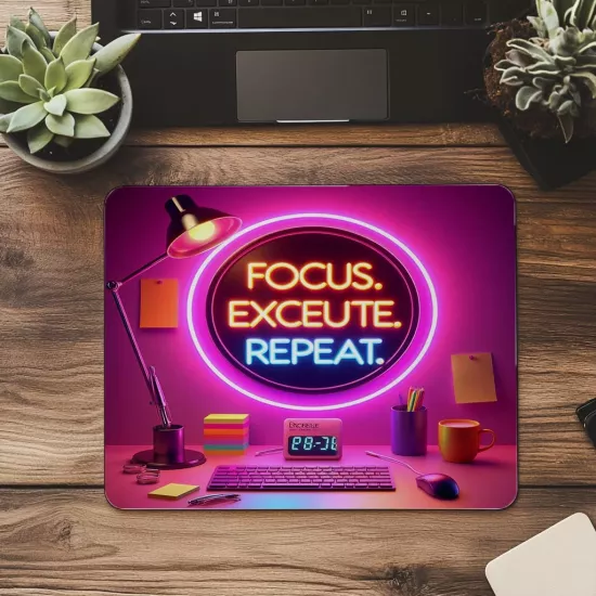 Günlük Hedef Mousepad – Focus Execute Motivasyon Tasarımı - 19x23 cm 2 mm Dikdörtgen İthal Baskılı Mouse Pad