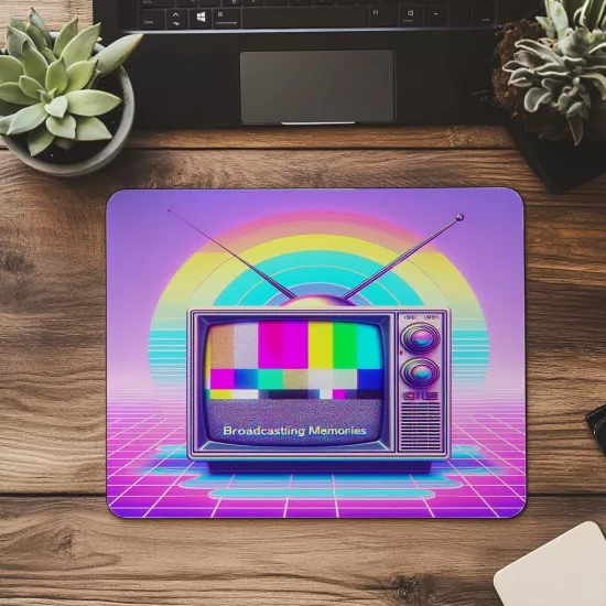 Vaporwave TV Tasarımı – Nostaljik Mouse Pad - 19x23 cm 2 mm Dikdörtgen İthal Baskılı Mouse Pad