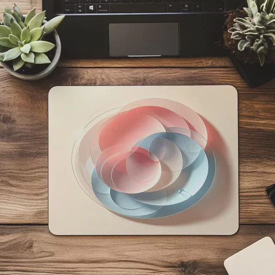 Pastel Renkli Geometrik Mousepad – Daire Temalı - 19x23 cm 2 mm Dikdörtgen İthal Baskılı Mouse Pad