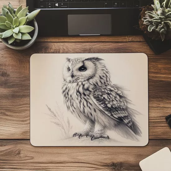 Bilgelik Sembolü Baykuş Mousepad – Mat Yüzey - 19x23 cm 2 mm Dikdörtgen İthal Baskılı Mouse Pad
