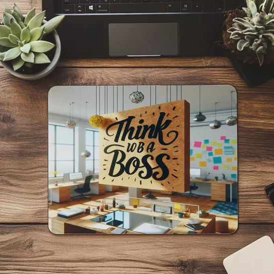 Patron Gibi Düşün Temalı Motivasyon Mousepad - 19x23 cm 2 mm Dikdörtgen İthal Baskılı Mouse Pad