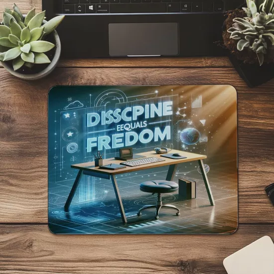 Renkli Disiplin ve Özgürlük Mesajlı Mousepad - 19x23 cm 2 mm Dikdörtgen İthal Baskılı Mouse Pad