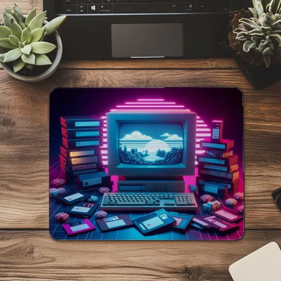 Glowing Floppy & Monitor Mousepad Tasarımı - 19x23 cm 2 mm Dikdörtgen İthal Baskılı Mouse Pad