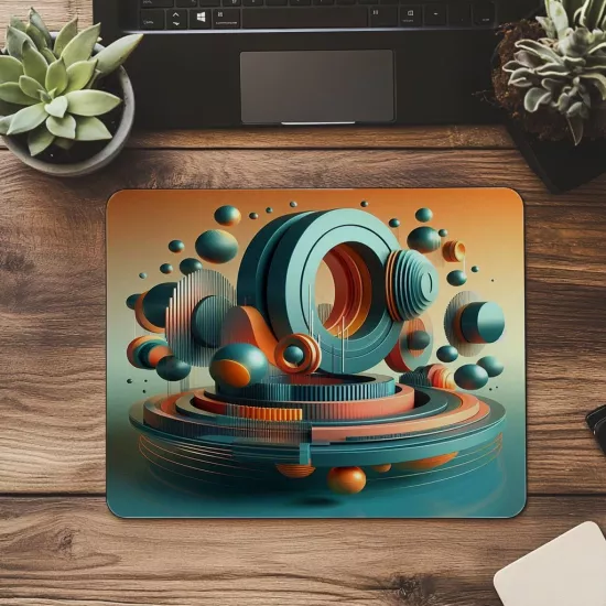 Dairesel Simetrili Modern Tasarım Mousepad - 19x23 cm 2 mm Dikdörtgen İthal Baskılı Mouse Pad