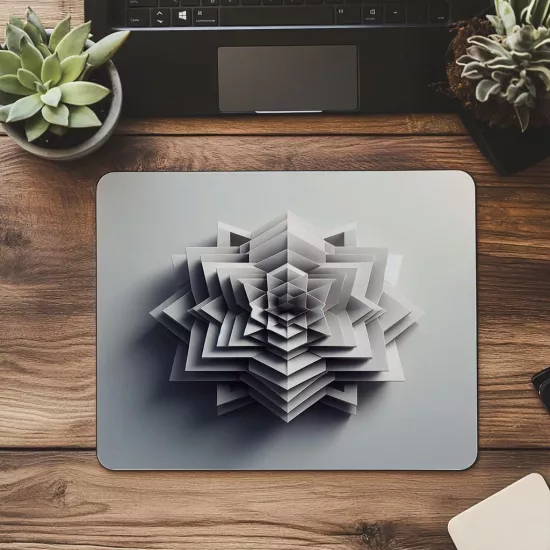 Katmanlı Elmas Desenli Çiçek Mousepad - 19x23 cm 2 mm Dikdörtgen İthal Baskılı Mouse Pad