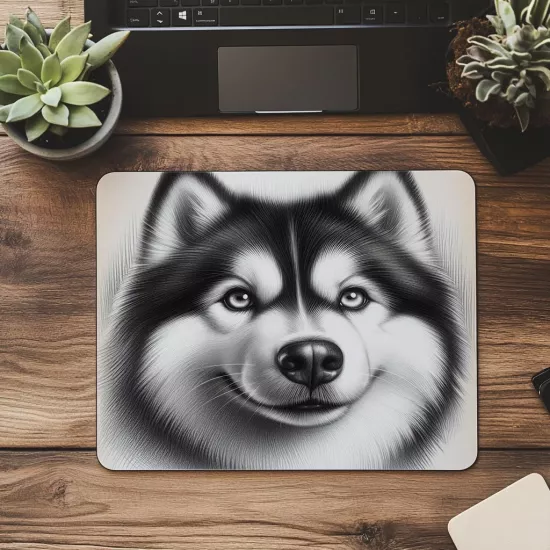 Parlak Gözlü Kurt Köpeği Mouse Pad - 19x23 cm 2 mm Dikdörtgen İthal Baskılı Mouse Pad