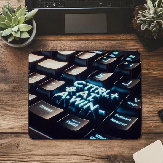 Komut Tuşları Temalı Teknolojik Mousepad - 19x23 cm 2 mm Dikdörtgen İthal Baskılı Mouse Pad