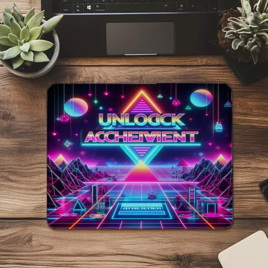 Unlock Achievement Yazılı 3D Mousepad - 19x23 cm 2 mm Dikdörtgen İthal Baskılı Mouse Pad