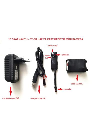 3 Bin Mah Bataryalı 10 Saat Kayıt Yapan Mini Dikey Gizli Bakıcı Güvenlik Kamerası