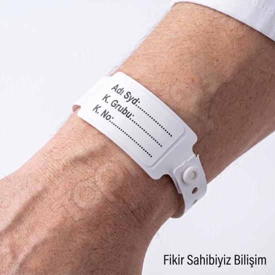 300 Adet Beyaz Renk Hastane Tipi Hasta Kimlik Bilekliği - Kilitli Yetişkin Hasta Tanımlama Bandı Künyesi