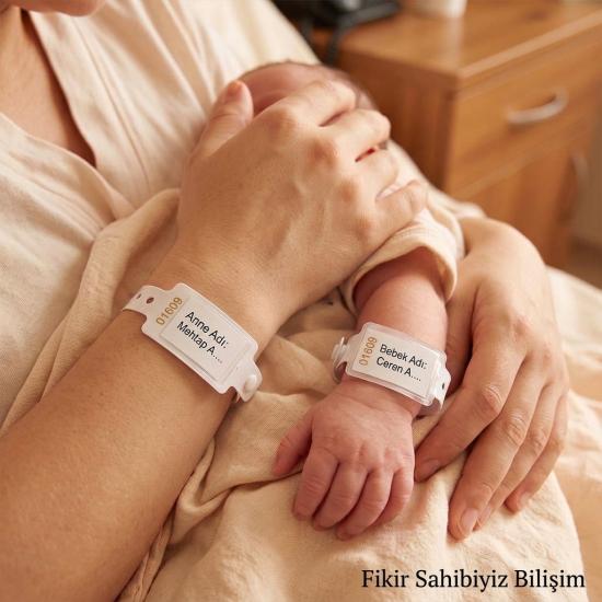 300 Adet Anne Bebek Kol Bandı Takip Bilekliği Beyaz - Doğumhane Kilitli - Sağlık Bakanlığı Uyumlu Seri Nolu