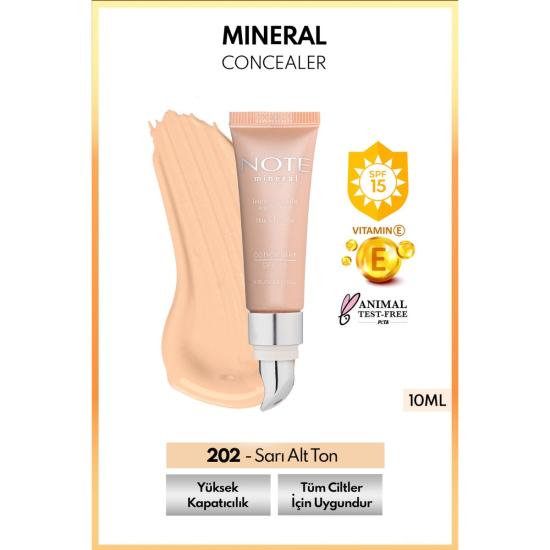 Note Cosmetics Mineral Concealer Spf 15 Yoğun Kapatıcı Metal Başlıklı Göz Altı Kapatıcısı - 202 Orta Açık